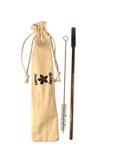 Paille métallique réutilisable (Cuivre – Bleu foncé transparent)